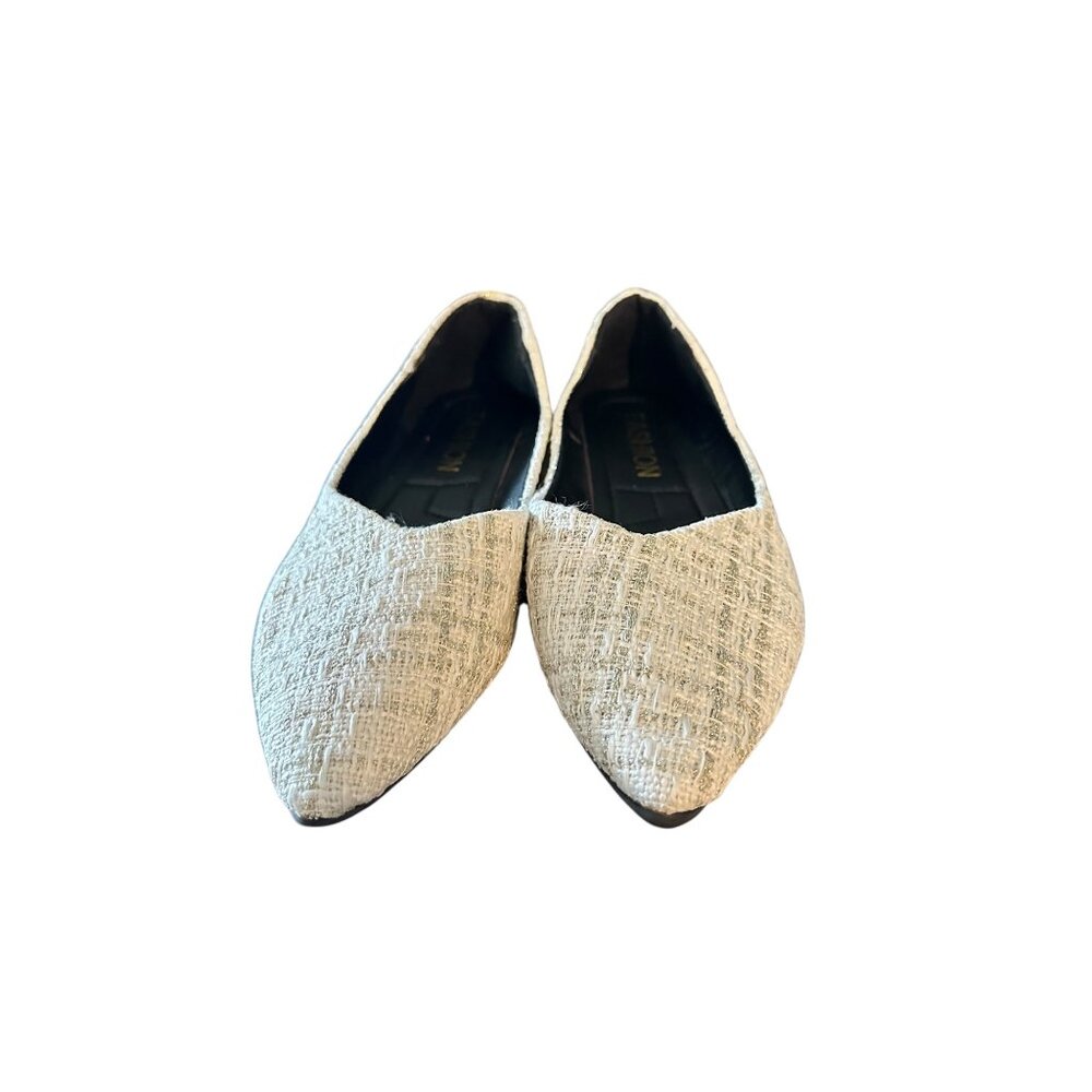 Womens Pointed Toe Textured Flats Size 41 Fashion 2021 Beige Slip-On Shoes